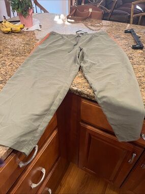 Women’s Olive  Green Drawstring Pants with Orange Trim active pants